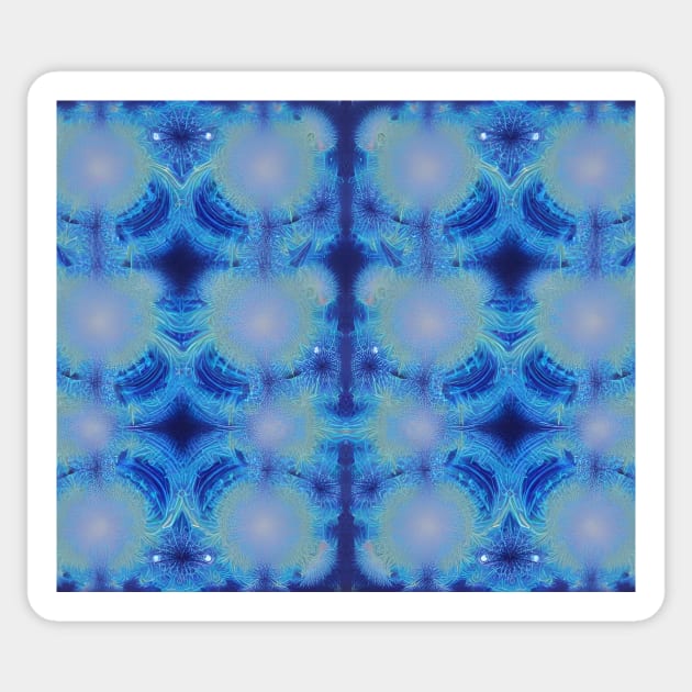 Light Steel Blue Aesthetic - Blue Fractals Abstract Pattern Sticker by BubbleMench